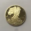 100 PCS DOM EAGLE BADGE 24Kゴールドメッキ40 mm記念コインアメリカン彫像リバティーお土産容認できるコイン248H