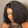 Baby Hair 100% Malaisie Cheveux Bob Vague D'eau Avant de Lacet Perruque 180% Densité HD Dentelle Sans Colle Naturel Noir Bob Bouclés Perruque de Cheveux Humains