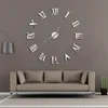 Moderne DIY große Wanduhr 3D Spiegeloberfläche Aufkleber Home Decor Kunst riesige Wanduhr Uhr mit römischen Ziffern große Uhr Y200110228x