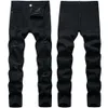Jeans hommes rétro noir pantalon Stretch trou déchiré coupe ajustée haute qualité mode décontracté Denim pantalon 737 2