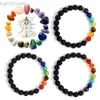 Bangle Hot Sale 8mm Prodcanic Lava Braclets Buddha Head Head Head Yoga Energy Bracelet Tigereye Seven chakra bracelet for woman gift ldd240312