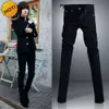 Jeans neri micro elastici skinny da uomo adolescenti pantaloni casual a matita in cotone sottile ragazzo bello pantaloni hip hop 28-34 743