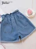 Shorts Dames Zomer Denim Shorts S-5XL Harem Ruches Blauw Getailleerde Shorts Elastische Korte Jeans ldd240312