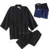 Кимоно, пижамный комплект для самураев, мужские хлопковые традиционные японские брюки, чистый цвет, повседневная дышащая одежда для сна юката 210901247P