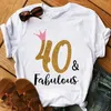 T-Shirt Femme Couronne Rose 30e/40e/50e/60e Fabuleux T-Shirt Imprimé Graphique Numéro de Vêtements pour Femmes T-Shirt Personnalisé Femme Cadeau d'anniversaire T-Shirt L24312