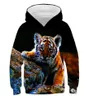 Fashion Cool Tiger Hoodies Boysgirls Thin 3D Sweatshirts With Hat Animal Print Tiger Hoodie Sweatshirt Kids Tracksuit Jackets Y203460976