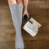 Women Socks Thick Warm Breathable Thigh-High Cotton Knit Solid Color Long Stockings Japanese Korean Temperament Commuting High