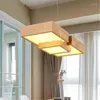 Pendant Lamps Modern Janpanese Style Wooden Led Chandelier Rectangular Wood Lights Fixtures For Living Room Dining