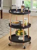 Kitchen Storage 3 Layer Removable Utility Rack Foldable Drawer Rolling Trolley Cart Cabinet Vegetables Floor Wheels