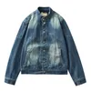 Men's Jackets Vintage Motorcycle American Tooling Stand Collar All Loose Denim Jacket Heavy Wash Craft Coat Male Fashion