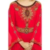 Etnische kleding Rode Kaftan Farasha Jalabiya Abaya Islam Effen handgeborduurde exotische danskledingjurken