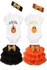 Yeni doğan bebek Romper Suit Bebek Bebek Cadılar Bayramı Balkabağı Giyim Giyim Bebek Kızlar Mektubu Bowtie Mesh Tutu Tutu etek Head Band 0619933352