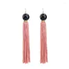 DANGLE EARRINGS 2 색 수제 패션 구슬 TASSEL 프린지 보석류 민족 긴 여성 액세서리 도매