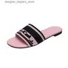 Pantofole 2023 Parigi ricamato Dazzle Designer Sandali da donna Summer Beach Stripes Casual Slider piatti Donna Ladies Flip Q240312