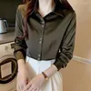 Women's Blouses Office Lady Simplicity Formal Thin Spring Summer Buttons Solid Color Turn-down Collar Long Sleeve Clothing 2024