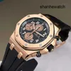 Modern Fashion AP Watch Epic Royal Oak Offshore Series 26470OR Rose Gold Black X Panda Plate Crocodile Belt Mens Timekeeping Fashion Leisure Sports Watch