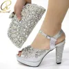 Chegada de sapatos de casamento africanos e conjunto de bolsa decorada com sapatos e bolsas de strass para combinar com sapatos de luxo femininos 240306