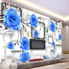 Custom any size Blue Rose Swan 3D TV Wall mural 3d wallpaper 3d wall papers for tv backdrop294S