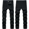 Kot pantolon retro siyah pantolon streç deliği yırtık ince uygun yüksek kaliteli moda gündelik denim pantolon 954