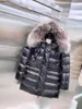 Jas Dames Designer Down Winterparka Bontkraag Ritsen Met capuchon Middellange jassen