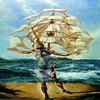 Salvador Dali L'uomo e la nave nell'oceano Dipinti artistici Stampa cinematografica Poster in seta Decorazione della parete di casa 60x90 cm228H