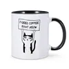 Mugs I Need Coffee Right Meow Ceramic Mug Home Tea Milk Cup Cat Lover Friend Birthday Christmas Cute Gift Coffeeware Drinkware