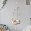 Katze Betten Möbel Atmungsaktive Hohl Hängenden Korb Baumwolle Linie Blumentopf Obst Haustier Schaukel Net Tasche Geschenk Hause Decor240I