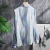 Damesblouses Blauw Render Gradient Print Reversshirt Top Dames Lente Camisas De Mujer