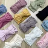 Hårtillbehör Q81A Baby Bowknot pannband stickad stretchig turban elastisk stor bågar band för huvud wrap barn småbarn huvudbonader