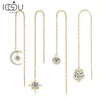 Dangle Oorbellen IOGOU 925 Sterling Zilver Lange Threader Moissanite Drop Moon Oor Lijn Ketting Voor Vrouwen In Sieraden