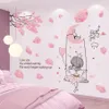 Wall Stickers Cartoon Girl Moon Swing DIY Tree Leaves Mural Decals For Kids Rooms Children Baby Bedroom Kitchen Home Decoration186B