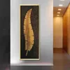 handmade vertical wall canvas art large modern living room Aisle corridor decoration oil painting gold leaf picture home decor265w