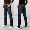 Clássico azul escuro jeans masculino negócios solto perna reta calças compridas para homem casual solto jeans atacado tamanho 40