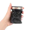 A8296 Real Top Layer Oil Waxed Cow Leather Fashion BarrelShaped Cosmetic Make Up Items Case Mini Mirror Cover Lipsticks Bag 240227