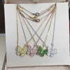 Collana a V Fanjia Collana a farfalla con diamanti pieni Beimu alta edizione bianca per donna Catena in osso con chiusura in oro rosa 18 carati Moda e semplicità