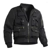 Vestes pour hommes Y2K Fashion Brand Pilot Jacket American Retro Baseball avec plusieurs poches fonctionnelles trois charges de défense Top