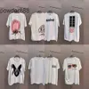 Trendy Vintage White Ink Direct Spray Printing VTG High Street Loose Round Neck Pair Half Sleeve T-shirt för män O8PQ