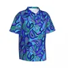 Camicie casual da uomo Camicia estiva hippie Maschile da spiaggia Blu Lacrime Stampa Camicette oversize larghe con design Harajuku a maniche corte