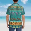 メンズカジュアルシャツチータービンテージビーチシャツアニマルプリントハワイアンメンルーズブラウス半袖通気性パターントップ