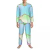 Pyjamas pour hommes Imprimer Pyjamas Hommes Abstrait Girly Rose Confortable Nuit Nuit Printemps 2 Pièces Rétro Oversize Design Costume À La Maison