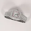 Montre-bracelet à cadran carré en acier inoxydable, diamant naturel exclusif, à volants, à la mode, avec diamants de clarté VVS impeccables