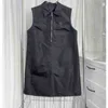 Basic & Casual Dresses Designer 2024 Spring/Summer New Satin Twill Inlaid Triangle Decorative Zipper Sleeveless Tank Top Dress WF4