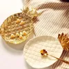 Kreatywny złoty ananas ceramiczny taca do przechowywania złota ananas biżuteria paleta żywność paleta sucha talerz owocowych