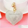 مفاتيح حبل الحبل الذهب Crystal Heart -keychain tassel Charm Carabiner Key Rings Bag Bag Hangs Mashion Modern Will and Sandy Dr Dhs1y