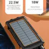 Solar Power Bank PD22.5W trådlös snabb laddning 10000 mA utomhusvattentät mobil strömförsörjning