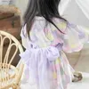 Robes de fille Baby Girl Rompers Style japonais Kawaii Filles Floral Print Kimono Robe pour enfants Costume Infant Yukata Asiatique Kimono Vêtements L240311