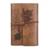 Retro Spiral Notebook Diary Notepad Vintage Maple Leaf PU Leather Note Book Suchable Stationery Present Traveler Journal 240304