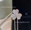 V Necklace V Gold Gaoding Clover Necklace Full Diamond CNC Precision Edition Silver Plated 18K Thick Gold Petal Pendant Factory Fanjia