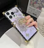 Luxury Bling Laser Butterfly Diamond Ring Stand Holder Square Box Cases Trunk Metal Decoration Corner för iPhone 15 14 13 12 11 Pro Max