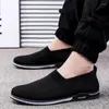 Nefes alabilen erkekler açık spor ayakkabıları 151 düz renkli daireler için gündelik moda koşan erkek spor ayakkabılar örgü slip-on adam loafers 645